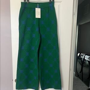 Green and Blue Patterned Track Pants